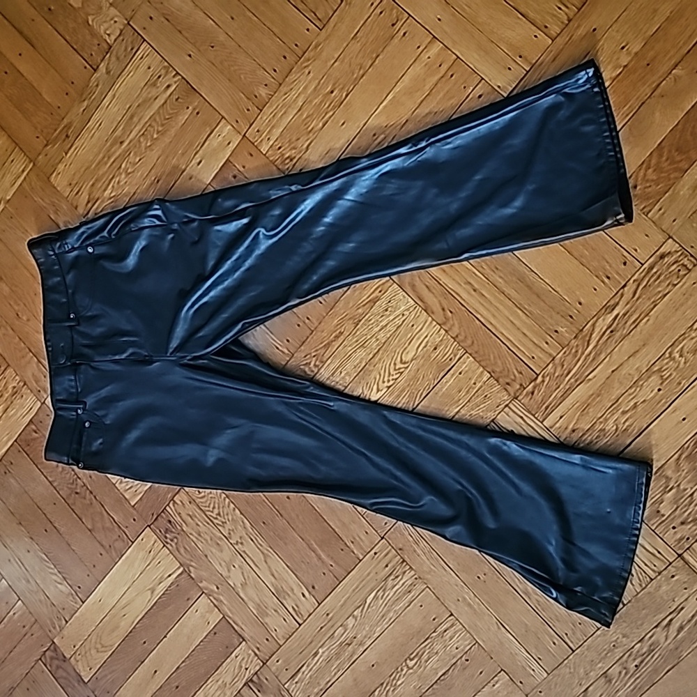 American Eagle Stretch Vegan Leather High Waisted Kick Boot Pant